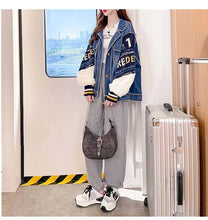 Load image into Gallery viewer, Yoshi Ming Sporty Jean Jacket with Sweater Sleeves
