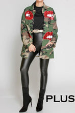 Load image into Gallery viewer, Red Lips Sequins Camo Plus Jacket
