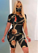 Load image into Gallery viewer, "The Goldie" Short Set With Mask
