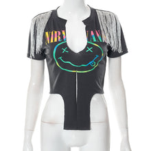 Load image into Gallery viewer, Split Front Nirvana Tassel Tee-Shirt
