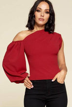 Load image into Gallery viewer, One Shoulder Puff Sleeve Plus Size Top
