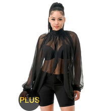 Load image into Gallery viewer, Plus Size Back Out Sheer Blouse
