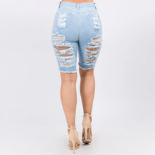 Load image into Gallery viewer, Distressed Denim Plus Shorts
