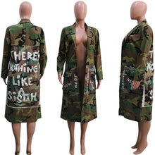 Load image into Gallery viewer, "The Sistah" Camo Long Plus Jacket
