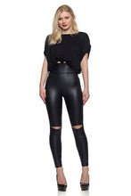 Load image into Gallery viewer, High Waist Slit Knee Faux Leather Leggings
