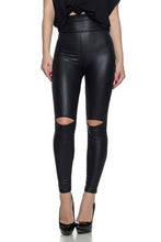 Load image into Gallery viewer, High Waist Slit Knee Faux Leather Leggings
